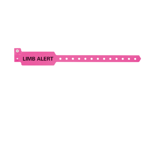 Nevs Wristband - Poly - Limb Alert 5/8" x 10" Pink w/Black WB-0054